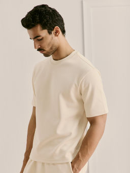 Andamen - Men Beige Relaxed Fit Crew T-Shirt
