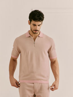 Andamen - Men Khaki Pure Cotton Relaxed Fit Polo T-Shirt