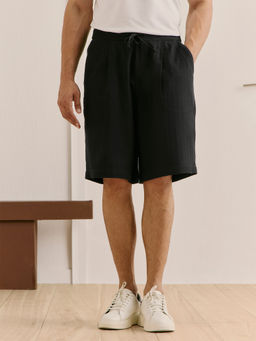 Andamen - Men Black Pure Cotton Twill Straight Regular Shorts