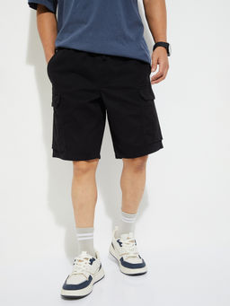 max - Urb_N Men Black Solid Cargo Shorts