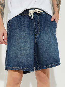 max - Urb_N Men Blue Washed Denim Shorts