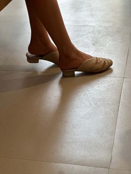 Chal Shoes - Bougainvillea Beige Mule Shoes