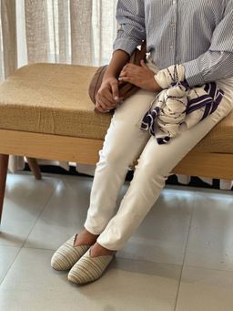 Chal Shoes - Block Printed Mule Grey Shoes