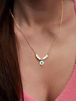 MINUTIAE - Gold-Plated Pendant Necklace with Chain - White