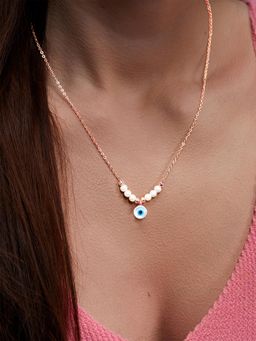 MINUTIAE - Rose Gold-Plated Pendant Necklace with Chain - White