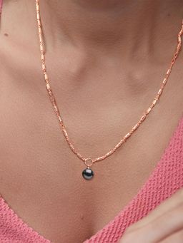MINUTIAE - Rose Gold-Plated Pendant Necklace with Chain - Black