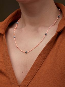 MINUTIAE - Rose Gold-Plated Pendant Necklace with Chain - Black