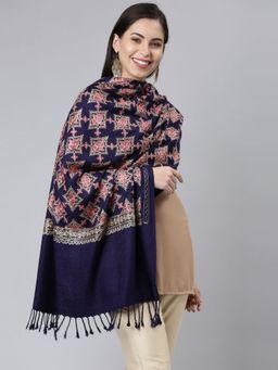 Pashmoda - Women Blue Aari Embroidered Shawl