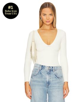 Free People - x Intimately FP Meg Seamless V-neck Bodysuit In Ivory