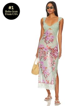 Free People - x Intimately FP Suddenly Fine Maxi Slip Dress In Sage Combo
