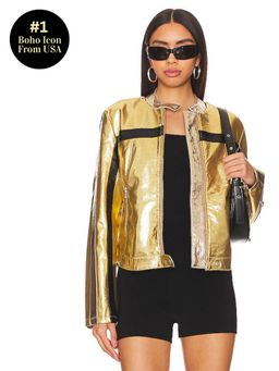 Free People - x REVOLVE FAST LANE METALLIC Faux Leather Jacket