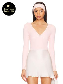 Free People - Meg Seamless V Neck In Rose Blush