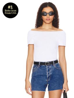 Free People - X Intimately FP Ribbed Seamless Off Shoulder Top In White
