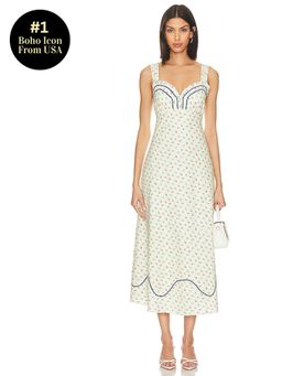Free People - Sweet Hearts Midi Dress In Ivory Combo