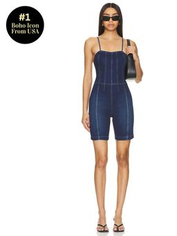 Free People - x REVOLVE Top Notch Denim One Piece Romper In Skyline
