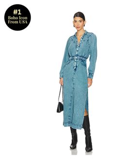 Free People - Mad Love Denim Midi Dress