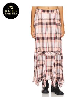 Free People - Bordeaux Plaid Maxi Skirt