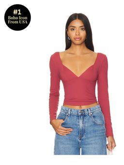 Free People - X Intimately Fp Duo Corset Long Sleeve Cami In Earth Red