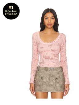 Free People - x We The Free Clover Printed Thermal Top