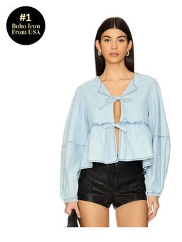 Free People - Denim Brunch Babe Blouse