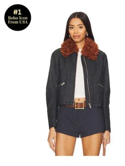 Free People - x REVOLVE Jayce Faux Leather Jacket With Faux Fur Trim