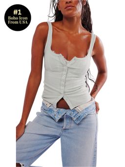 Free People - End Game Pointelle Tank - Aqua