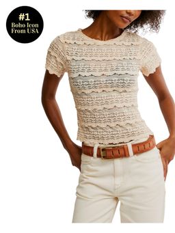 Free People - Angelina Lace Top - Cream
