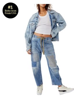 Free People - Moxie Low Slung Pull On B Jeans - Blue