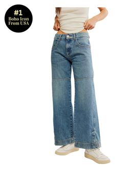 Free People - Benji Relaxed Wide Leg Jeans - Blue