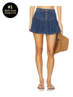 Free People - x We The Free Roselle Denim Mini Skirt