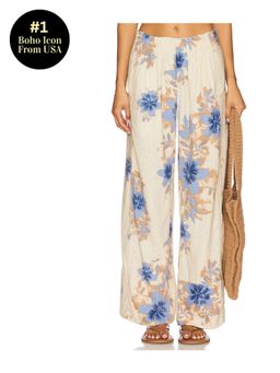 Free People - Days End Printed Linen Pull On Pant