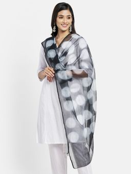 Fabindia - Black Cotton Silk Printed Dupatta