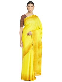 Fabindia - Silk Block Print Sari (Yellow)
