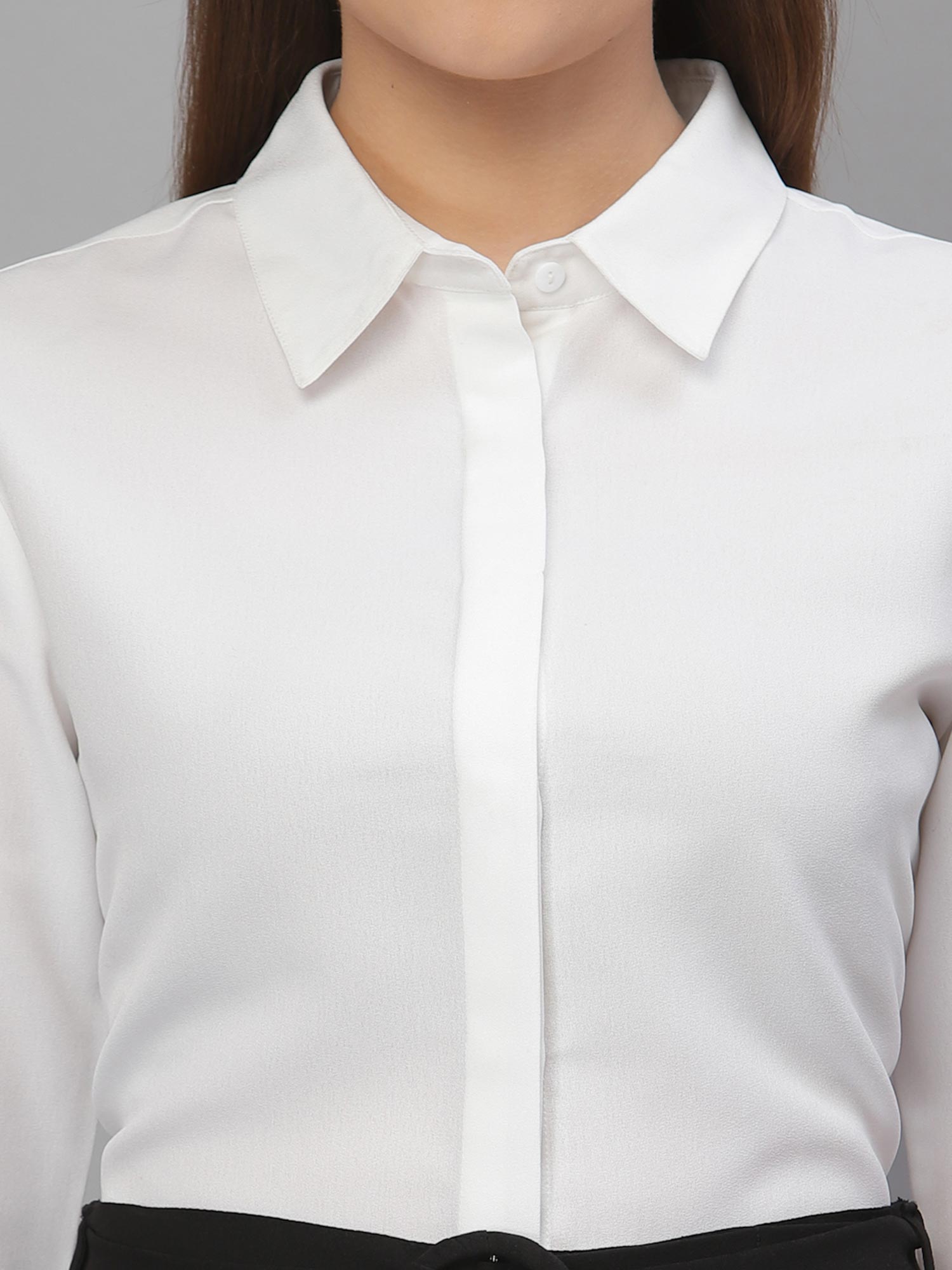 Buy Style Quotient Women Solid White Polymoss Regular Formal Shirt Online