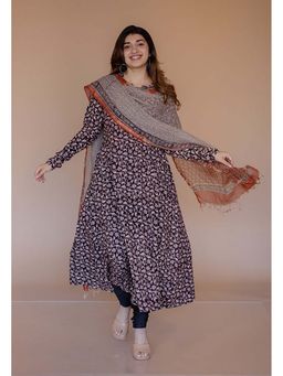 The Indian Ethnic Co. - Shinat Black Bagru Cotton Kali Kurta