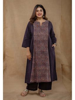 The Indian Ethnic Co. - Malika Multi-Color Ajrakh Cotton Kali Kurta