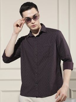 CRIMSOUNE CLUB - Men's Linen Wine Graphic Print Shirt
