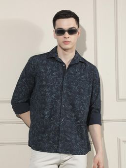 CRIMSOUNE CLUB - Men's Blue Print Shirt
