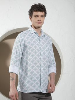 CRIMSOUNE CLUB - Men's White Printed Shirt