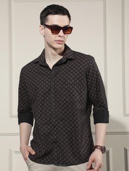 CRIMSOUNE CLUB - Men's Brown Printed Shirt