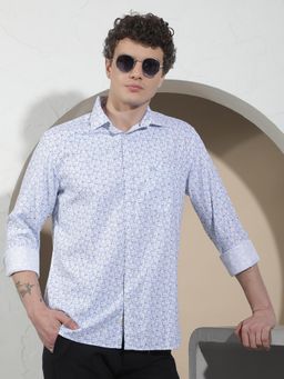 CRIMSOUNE CLUB - Men's Blue Printed Shirt