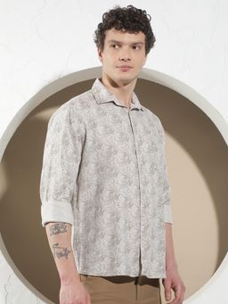 CRIMSOUNE CLUB - Men's Brown Printed Shirt
