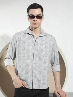 CRIMSOUNE CLUB - Men's Grey Printed Shirt