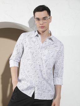 CRIMSOUNE CLUB - Men's Grey Botanical Print Shirt