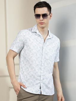 CRIMSOUNE CLUB - Men's White Floral Print Shirt