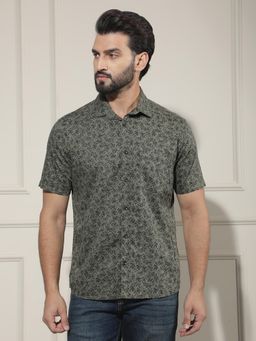 CRIMSOUNE CLUB - Men's Green Print Shirt