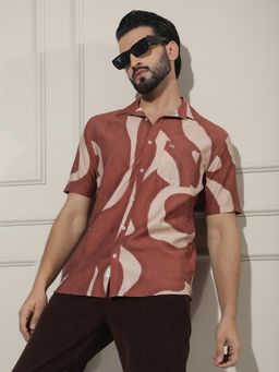 CRIMSOUNE CLUB - Men's Brown Printed Shirt