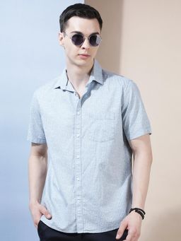 CRIMSOUNE CLUB - Men's Blue Floral Print Shirt