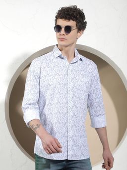 CRIMSOUNE CLUB - Men's White Floral Print Shirt