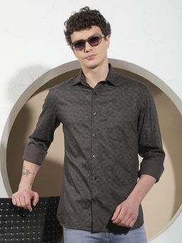 CRIMSOUNE CLUB - Men's Brown Printed Shirt